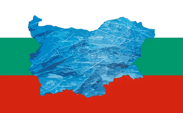 国旗をイメージしたブルガリアの概要地図 地図の中の氷 エネルギー危機 — ストック写真