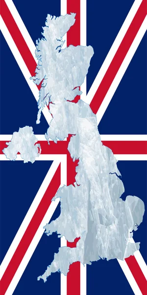 Конкретна Карта Великої Британії Зображенням Національного Прапора Лід Всередині Мапи — стокове фото