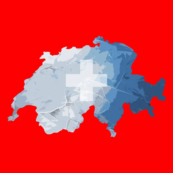 Carte Schématique Suisse Avec Image Drapeau National Glace Dans Carte — Photo