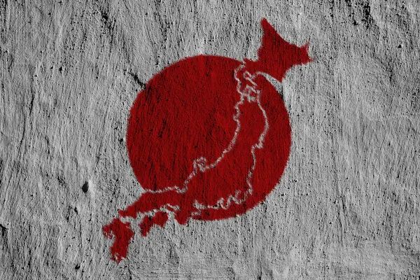 Bandeira Japão Mapa Contorno País Textura Colagem — Fotografia de Stock