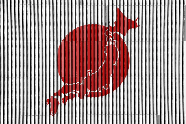 Σημαία Της Ιαπωνίας Και Περίγραμμα Χάρτη Της Χώρας Στην Υφή — Φωτογραφία Αρχείου