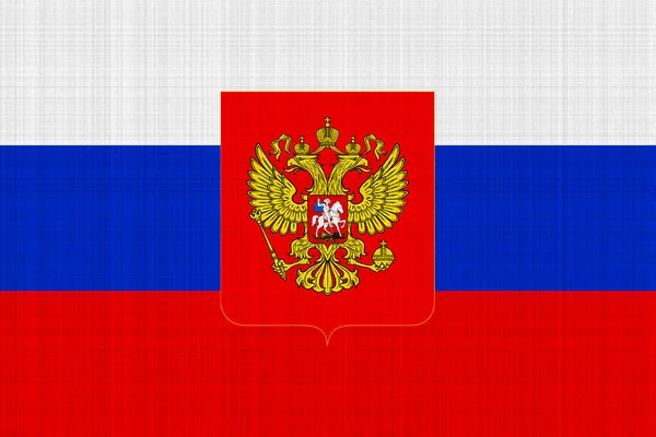 Vlag Van Russische Federatie Een Weefseltextuur — Stockfoto