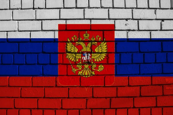 Drapeau Fédération Russie Sur Une Texture Mur Briques — Photo