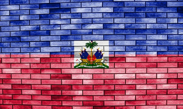 Vlajka Haitské Republiky Textuře Cihlové Zdi — Stock fotografie