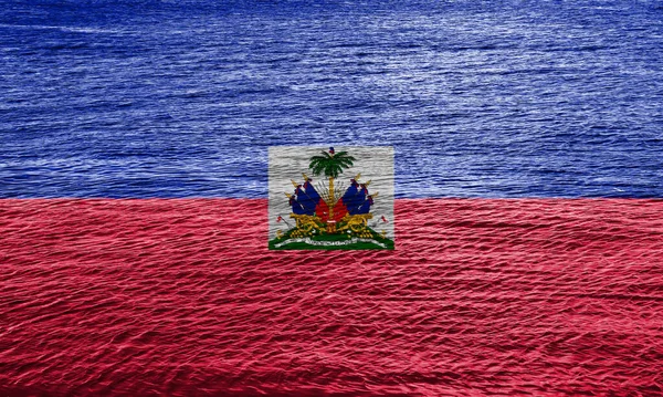 Bandera República Haití Sobre Textura Superficie Del Agua Con Pequeñas — Foto de Stock