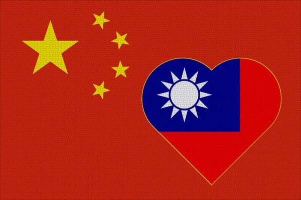 Tayvan Çin Bayrağı Kumaş Dokusunda Çin Halk Cumhuriyeti Nin Birliği — Stok fotoğraf