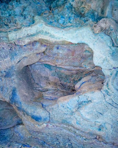 Blue Recolor Cave Hole Γεωλογία Υπόβαθρο Υφή — Φωτογραφία Αρχείου