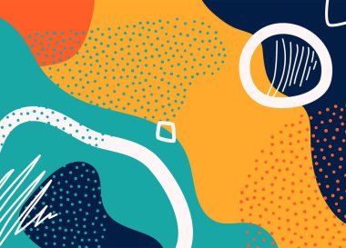 Soyut formda desen arkaplanı, vektör illüstrasyonunda organik şekiller. Dalga dokusu posteri en az karalama eğilimi tarzında. Geometrik okul pop sanatı modern tasarım