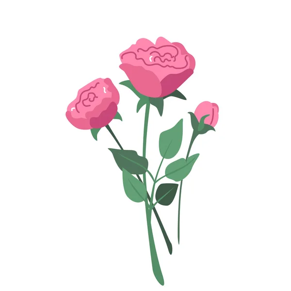 Rose Blume Vektor Illustration isoliert auf weißem Hintergrund in modernen einfachen Stil — Stockvektor