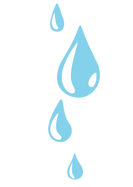 떨어지는 물방울 벡터 배경은 흰색 배경에서 분리 된 단순 한 평평 한 스타일이다. 아쿠아 아이콘 그래픽 디자인 — 스톡 벡터