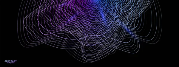 Abstract tech digital future shapes vector background. Technology 3d banner illustration with energy wavy lines, surfaces. Sound music dynamic futuristic concept — 스톡 벡터