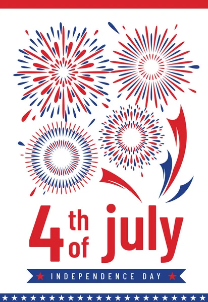 7月4日ベクトルポスターの背景 アメリカン インデペンデンス デーの愛国的なコンセプトは シンプルなフラットスタイルで アメリカの旗のシンボルと青い赤い色のテキストサインで — ストックベクタ
