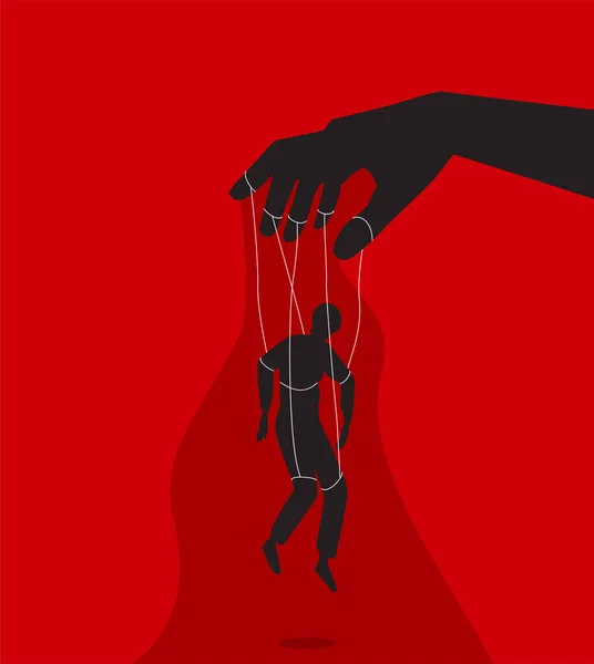 Manipulator Concept Vector Illustration Puppet Master Hand Manipulate Man Silhouette — 图库矢量图片