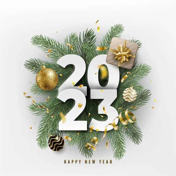 2023 Happy New Year Festive Realistic Decoration Big Paper Calendar — Vector de stock