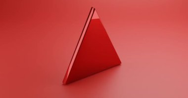Abstract 3D Triangle shine red color 3D Illustration Geometric Shape with Matte Plane Background 4K Resolution