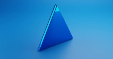 Abstract 3D Triangle Shine blue Color 3D Illustration Geometric Shape with Matte Plane Background 4K Resolution