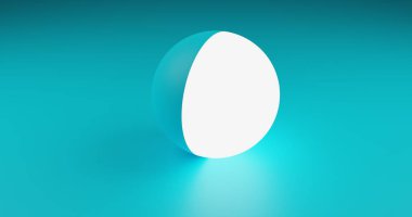 Soyut 3D Render gökyüzü mavi Arkaplan Beyaz Işık Emisyon Küresi 8K Yüksek Çözünürlüklü JPEG