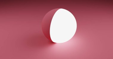 Soyut 3D Render Pembe Arkaplan Beyaz Işık Emisyon Küresi 8K Yüksek Çözünürlüklü JPEG