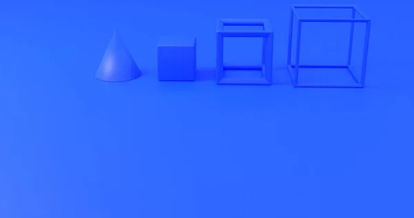 Set Blue Geometric Shapes Objects Realistic Geometry Elements Isolated Matte — Fotografia de Stock