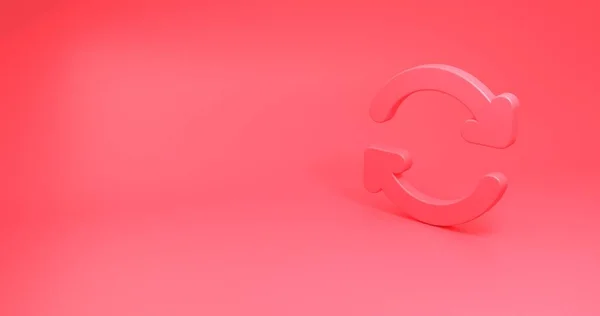 Pink Refresh icon isolated on same color background. 3d illustration Reload symbol. Rotation arrows in a circle sign