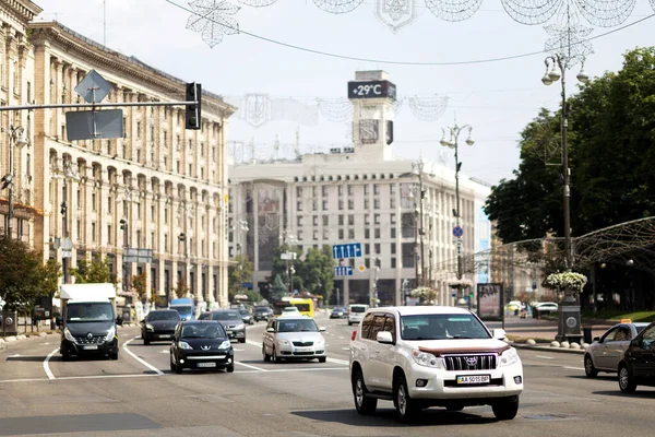 Kiew Ukraine August 2021 Verkehr Auf Der Khreshchatyk Straße Stockfoto