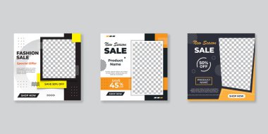 Sosyal medya mobil uygulamaları için modern promosyon kare web pankartı. Dijital pazarlama için zarif satış ve indirimli tanıtım arkaplanları
