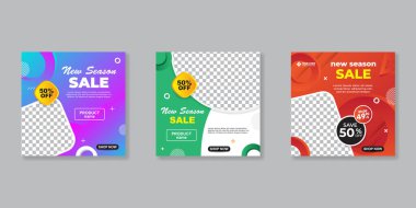 Sosyal medya mobil uygulamaları için modern promosyon kare web pankartı.