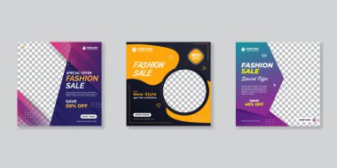 Sosyal medya mobil uygulamaları için modern promosyon kare web pankartı.