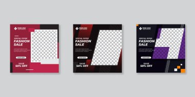 Sosyal medya mobil uygulamaları için modern promosyon kare web pankartı.