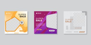 Sosyal medya mobil uygulamaları için modern promosyon kare web pankartı