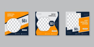 Sosyal medya mobil uygulamaları için modern promosyon kare web pankartı