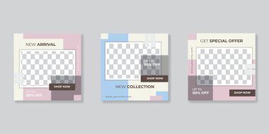 Sosyal medya mobil uygulamaları için modern promosyon kare web pankartı