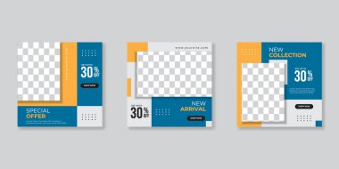 Sosyal medya mobil uygulamaları için modern promosyon kare web pankartı