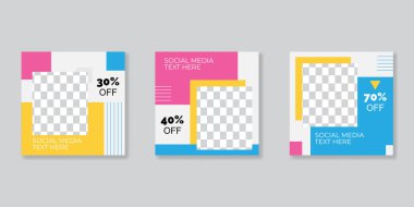 Sosyal medya mobil uygulamaları için modern promosyon kare web pankartı