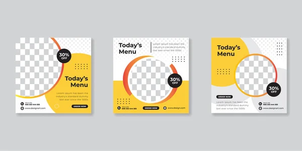 Food Menu Banner Social Media Post Template — Vetor de Stock