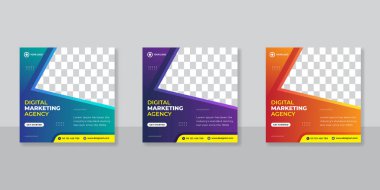 Dijital iş pazarlama sosyal medya gönderme şablonu