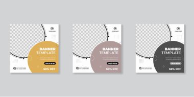 Sosyal medya mobilyası veya moda satışı için minimalist promosyon kare web pankartı