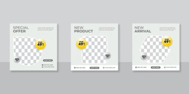 Sosyal medya modası veya mobilya satışı için minimalist promosyon kare web pankartı