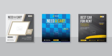 Sosyal medya ileti şablonu için bir araba afişi kiralayın