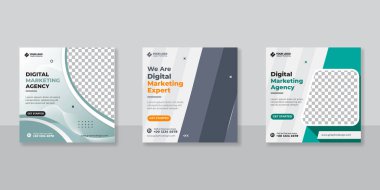 Dijital iş pazarlama sosyal medya gönderme şablonu.