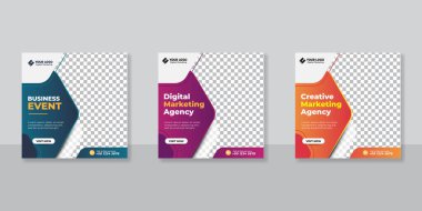 Dijital iş pazarlama sosyal medya gönderme şablonu.