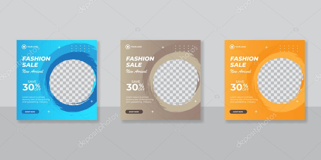 Fashion sale banner for social media post template
