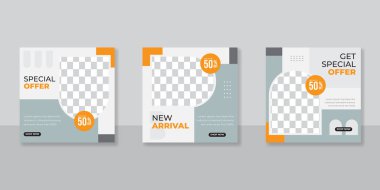 Sosyal medya mobilyası veya moda satışı için minimalist promosyon kare web pankartı