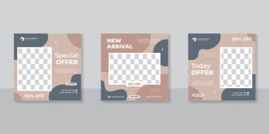 Sosyal medya mobilyası veya moda satışı için minimalist promosyon kare web pankartı