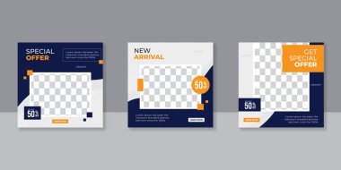 Sosyal medya mobilyası veya moda satışı için minimalist promosyon kare web pankartı