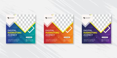 Dijital iş pazarlama sosyal medya gönderme şablonu.