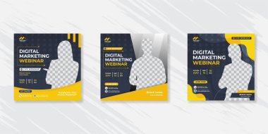 Dijital pazarlama canlı webinar ve kurumsal sosyal medya paylaşım şablonu