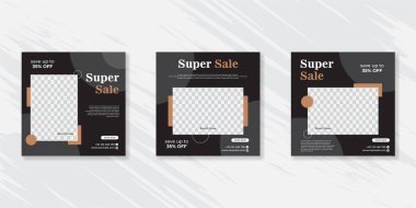 Sosyal medya mobilyası veya moda satışı için minimalist promosyon kare web pankartı