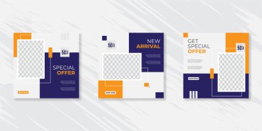 Sosyal medya mobilyası veya moda satışı için minimalist promosyon kare web pankartı