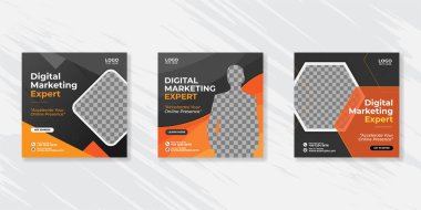 Dijital iş pazarlama sosyal medya gönderme şablonu.